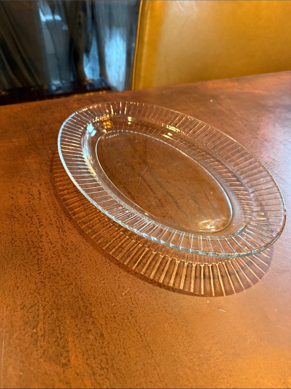 Vintage Arcoroc France Clear Glass Oval Serving Platter -